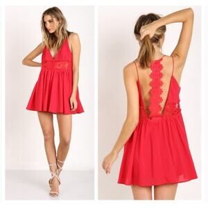 Jetset Diaries Grazie Red Lace Mini Dress XS NWT Backless Scallop Party